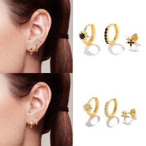 3pcs Silver Cubic Zirconia Earring Set 140100003