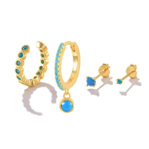 4pcs Zirconia Sterling Silver Ear Cuff Hoop Earring Sets 140100005 4pcs Zirconia Sterling Silver Ear Cuff Hoop Earring Sets 140100005