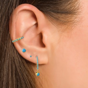 4pcs Zirconia Sterling Silver Ear Cuff Hoop Earring Sets 140100005 4pcs Zirconia Sterling Silver Ear Cuff Hoop Earring Sets 140100005