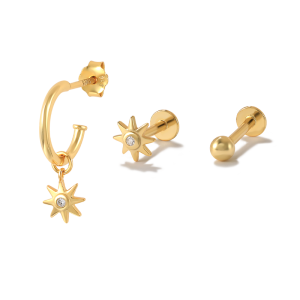 3pcs Zirconia Sterling Silver Sunflower Stud Earring Sets 140100006 3pcs Zirconia Sterling Silver Sunflower Stud Earring Sets 140100006