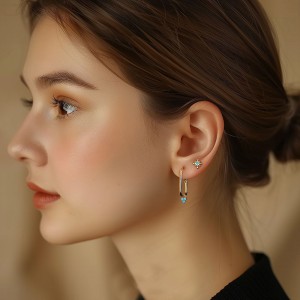 925 Sterling Silver Vintage Turquoise Earring Set 140100014