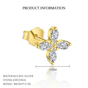 S925 Zirconia Four Leaf Clover Earring Set 140100015