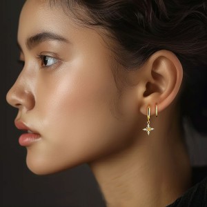 S925 Zirconia Four Leaf Clover Earring Set 140100015