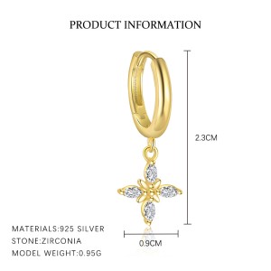 S925 Zirconia Four Leaf Clover Earring Set 140100015
