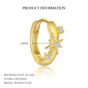 925 Sterling Silver Zirconia Star Earring Set 140100016