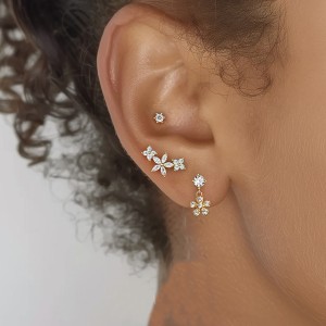 925 Sterling Silver Blooming Flower Earring Set 140100019