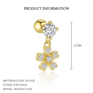 925 Sterling Silver Blooming Flower Earring Set 140100019