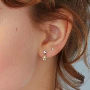 925 Sterling Silver Blooming Flower Earring Set 140100019