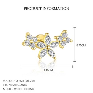 925 Sterling Silver Blooming Flower Earring Set 140100019