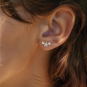 925 Sterling Silver Blooming Flower Earring Set 140100019
