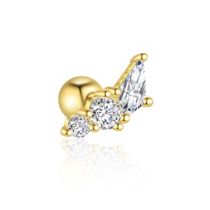 S925 Geometric Zirconia Screw Stud Earring Set 140100023