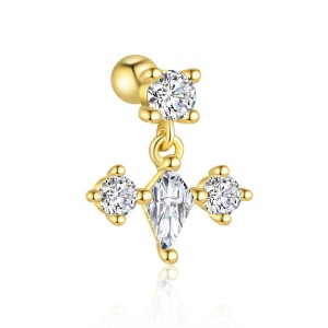 S925 Geometric Zirconia Screw Stud Earring Set 140100023