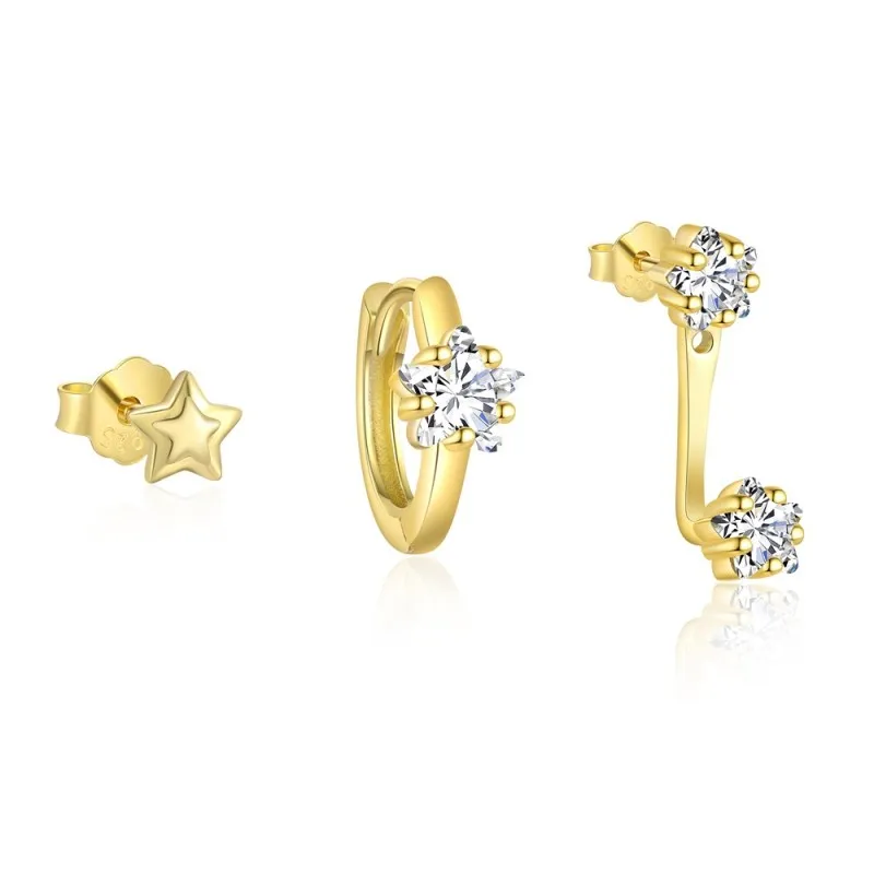 S925 Star Zirconia Stud Earring Set 140100024