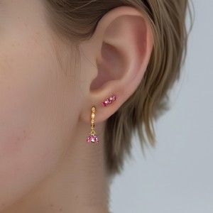 S925 Sweet Zirconia Stud Hoop Earring Set 140100025