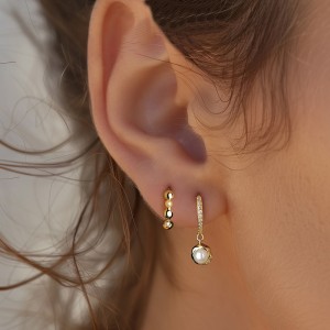 S925 Imitation Pearl Beads Hoop Earring Set 140100027