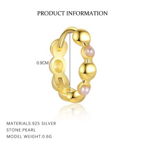 S925 Imitation Pearl Beads Hoop Earring Set 140100027