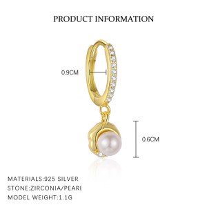 S925 Imitation Pearl Beads Hoop Earring Set 140100027