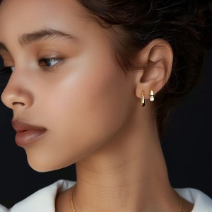 S925 Waterdrop Stud Hoop Earring Set 140100028