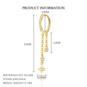 925 Sterling Silver Star Tassel Earring Set 140100029