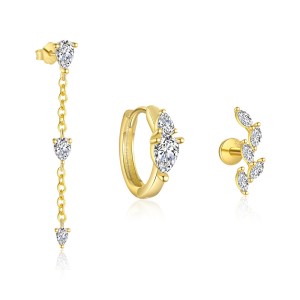 925 Sterling Silver Waterdrop Zirconia Earring Set 140100030