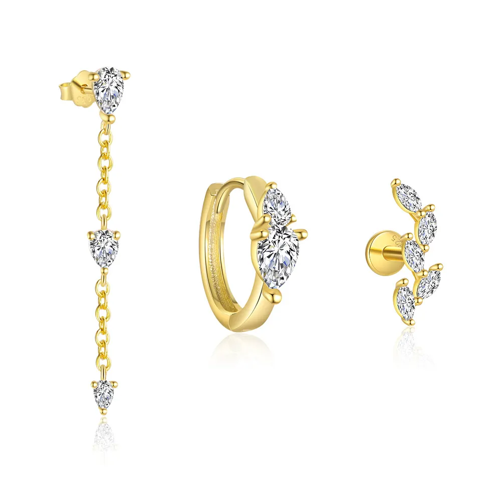 925 Sterling Silver Waterdrop Zirconia Earring Set 140100030