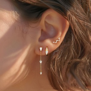 925 Sterling Silver Waterdrop Zirconia Earring Set 140100030