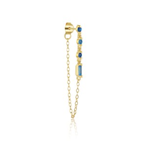 S925 Blue Zirconia Tassel Earring Set 140100031