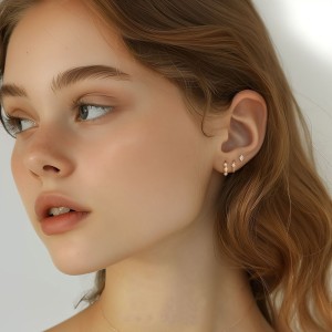 925 Sterling Silver Geometric Zirconia Earring Set 140100033