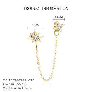 925 Sterling Silver Star Zirconia Earring Set 140100036