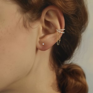 925 Sterling Silver Zirconia Tassel Earring Set 140100037