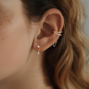 925 Sterling Silver Zirconia Tassel Earring Set 140100037