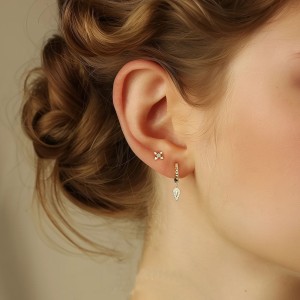 925 Sterling Silver Geometric Zirconia Earring Set 140100038