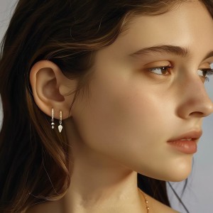 925 Sterling Silver Geometric Zirconia Earring Set 140100038