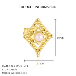 925 Sterling Silver Geometric Pearl Earring Set 140100039