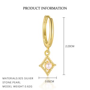 925 Sterling Silver Geometric Pearl Earring Set 140100039