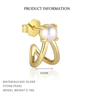 925 Sterling Silver Geometric Pearl Earring Set 140100039