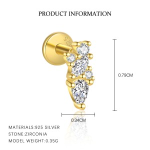 925 Sterling Silver Zirconia Tassel Stud Earring Set 140100040