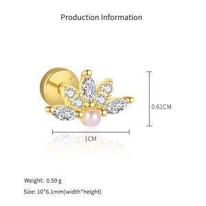 925 Sterling Silver Geometric Baguette CZ Pearl Stud Pack 140100044 925 Sterling Silver Geometric Baguette CZ Pearl Stud Pack 140100044