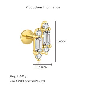 925 Sterling Silver Geometric Baguette CZ Pearl Stud Pack 140100044 925 Sterling Silver Geometric Baguette CZ Pearl Stud Pack 140100044