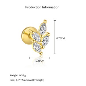 925 Sterling Silver Zircon Bee Floral Leaf Motif Stud Pack 140100045 925 Sterling Silver Zircon Bee Floral Leaf Motif Stud Pack 140100045