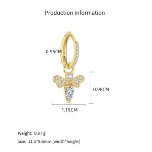 925 Sterling Silver Zircon Bee Floral Leaf Motif Stud Pack 140100045 925 Sterling Silver Zircon Bee Floral Leaf Motif Stud Pack 140100045