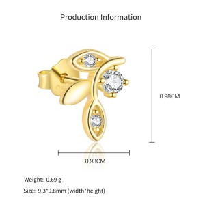 925 Sterling Silver Zircon Bee Floral Leaf Motif Stud Pack 140100045 925 Sterling Silver Zircon Bee Floral Leaf Motif Stud Pack 140100045