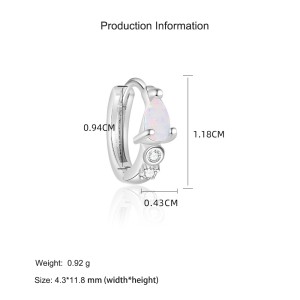 925 Sterling Silver Mismatched White Opal Huggie Stud Set 140100046