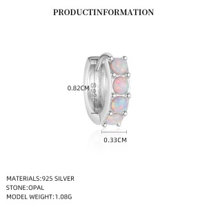 925 Sterling Silver Mismatched White Opal Huggie Stud Set 140100046