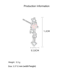 925 Sterling Silver Mismatched White Opal Huggie Stud Set 140100046