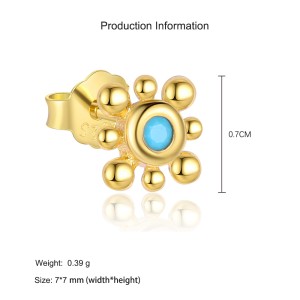 925 Sterling Silver Turquoise Palm Tree Huggie Stacking Earring Set 140100048