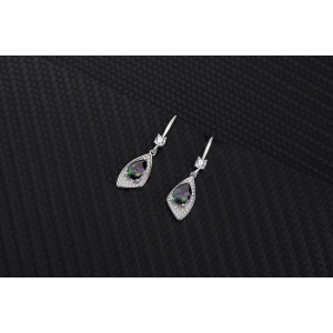 Cubic Zirconia Geometric Pendant Necklace Dangle Earring Set 140200002