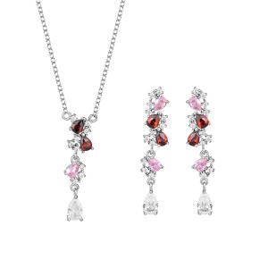 Cubic Zirconia Waterdrop Pendant Necklace Dangle Earring Set 140200003 Cubic Zirconia Waterdrop Pendant Necklace Dangle Earring Set 140200003