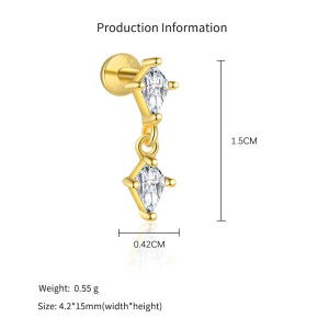 925 Sterling Silver Layered Rhombus CZ Necklace Earring Set 140200011 925 Sterling Silver Layered Rhombus CZ Necklace Earring Set 140200011