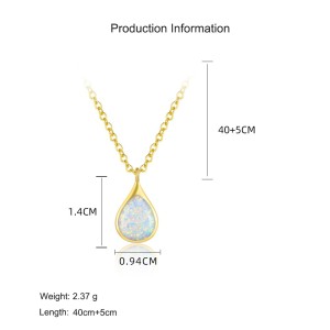 925 Sterling Silver Layered Opal Necklace Tassel Earring Jewelry Set 140200012